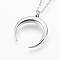 Tarnish Resistant 304 Stainless Steel Pendant Necklaces, Double Horn/Crescent Moon, Stainless Steel Color, 17.99 inch(45.7cm), 1.5mm