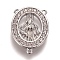Brass Micro Pave Clear Cubic Zirconia Chandelier Component Links, Oval with Virgin Mary, Platinum, 22x16x2mm, Hole: 1mm
