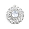 Brass Pendants, Flat Round Charms, with Glass, Platinum, 20.5x18x6.5mm, Hole: 1.4mm