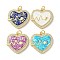 Valentine's Day Brass Micro Pave Clear Cubic Zirconia Pendants, Cadmium Free & Lead Free, with Synthetic Opal, Real 18K Gold Plated, Heart Charms, Mixed Color, 19.5x20x3mm, Hole: 3.5mm