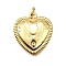 Brass Pendants, Heart, Rack Plating, Long-Lasting Plated, Lead Free & Cadmium Free, with Jump Ring, Real 18K Gold Plated, 19x17x3mm, Hole: 3.2mm