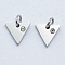 316 Surgical Stainless Steel Pendants, with Cubic Zirconia, Triangle, Clear, Stainless Steel Color, 9.5x10.5x2mm, Hole: 3mm