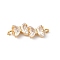 Brass Pave Clear Glass Connector Charms, Nickel Free, Bowknot Links, Golden, 20x8x3mm, Hole: 1.5mm