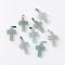 Natural Green Aventurine Pendants, Dyed, with Brass Pinch Bails, Platinum Plated, Cross, 23.5~28x15~18x4mm, Hole: 3x6mm