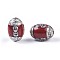 Tibetan Style Beads, with Brass, Synthetic Turquoise, Oval, Antique Silver, Dark Red, 31~33.3x23mm, Hole: 2mm