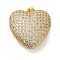 Brass Micro Pave Clear Cubic Zirconia Pendants, Cadmium Free & Lead Free, Hollow Out Heart, Golden, 23x22x10mm, Hole: 4x5mm