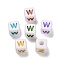 Opaque Acrylic Beads, Enamel Style, Cube with Letter, Letter W, 10x9.5x9mm, Hole: 3.8mm, about 560pcs/500g
