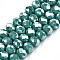 Electroplate Glass Beads Strands, Pearl Luster Plated, Faceted, Rondelle, Dark Cyan, 3.5~3.8x3mm, Hole: 0.4mm, about 105~110pcs/strand, 29~31cm