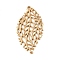 304 Stainless Steel Pendants, Hollow Leaf Charms, Ion Plating(IP), Real 18K Gold Plated, 35x19x1mm, Hole: 1.2mm