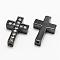 Brass Micro Pave Grade AAA Cubic Zirconia Beads, Cross, Cadmium Free & Nickel Free & Lead Free, Gunmetal, 18.8x12.8x3.8mm, Hole: 1.5mm