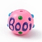 Opaque Painted Glass Beads, Hand Drawn Beads, Round with Handmade Enamel Smearing BOOi, Pearl Pink, 13.5x13mm, Hole: 1.4mm