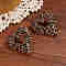 Alloy Stud Earrings, Heart with Leopard Print, Golden, Moccasin, 46x40mm