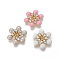 Brass Bead Caps, with Enamel and Rhinestone, Flower, Golden, Mixed Color, 18x16x4.5mm, Hole: 1mm, Inner Diameter: 3mm