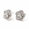 Rack Plating Brass Micro Pave Cubic Zirconia Stud Earrings for Women, Long-Lasting Plated, Lead Free & Cadmium Free, Flower, Platinum, 14.5x15mm, Pin: 1mm