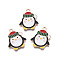 Christmas Alloy Enamel Pendants, Cadmium Free & Lead Free, Light Gold, Penguin, White, 21.5x18x1mm, Hole: 1.8mm