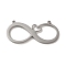 Non-Tarnish 304 Stainless Steel Pendants, Laser Cut, Infinity with Heart Charm, Stainless Steel Color, 17x36.5x1.3mm, Hole: 1.4mm. 