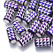 Electroplate Glass Beads, Column with Triangle Pattern, Purple, 20x10mm, Hole: 1.2mm, about 50pcs/bag