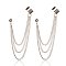 Stylish Iron Twisted Chains Ear Studs, with Brass Cuff Earring Findings, Platinum, 85mm