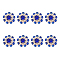 8Pcs 1-Hole Golden Tone Alloy Rhinestone Shank Buttons, Garment Accessories, Flower, Capri Blue, 21~22x9.5mm, Hole: 1.6mm