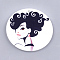 Printed Wooden Big Pendants, Dyed, Flat Round with Fashion Lady, Colorful, 60x2.5mm, Hole: 1.5mm
