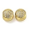 Rack Plating Brass Micro Pave Cubic Zirconia Beads, Long-Lasting Plated, Cadmium Free & Lead Free, Flat Round, Real 18K Gold Plated, 10x11x8.5mm, Hole: 4.5mm