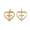 Brass Micro Pave Clear Cubic Zirconia Pendants, Heart, with Jump Ring, Real 16K Gold Plated, 15.5x15.5x2.5mm, Hole: 3.4mm