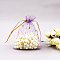 Rectangle Organza Drawstring Bags, Gold Stamping Moon and Star Pattern, Lilac, 9x7cm
