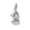 Brass Pendants, Number Charms, Rack Plating, Long-Lasting Plated, Lead Free & Cadmium Free, Platinum, 14x8x4m, Hole: 4x2.5mm