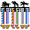 Fashion Wood Medal Hanger Holder, 2 Line Display Wall Rack, with Screws & Anchor Plug, Equestrian, 150x400mm, Hole: 5mm
