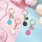 Alloy Enamel Pendant Keychains, with Iron Split Key Rings, Smiling Face & Clover, Golden, Mixed Color, 83mm