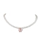 Alloy Acrylic Butterfly Pendants Necklaces, Baking Painted Pearlized Glass Pearl Round Beaded Necklace for Women, Pink, 15.91 inch(40.4cm), Butterfly: 17x15x3.5mm