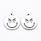 Non-Tarnish 201 Stainless Steel Pendants, Cut, Flat Round with Expression, Stainless Steel Color, 17.5x15x1mm, Hole: 1.5mm
