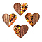 Transparent Resin & Walnut Wood Pendants, with Gold Foil, Heart Charms, Coral, 37x39x3mm, Hole: 2mm