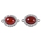 Natural Carnelian(Dyed & Heated) Oval Connector Charms, Brass Micro Pave Clear Cubic Zirconia Oval Links, Platinum, 18x12x7.5mm, Hole: 1.2mm