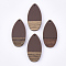 Resin & Walnut Wood Pendants, teardrop, Coconut Brown, 31x16x3.5~4mm, Hole: 1.5mm