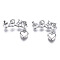 Brass Clear Cubic Zirconia Pendant Link Connectors, Cadmium Free & Nickel Free & Lead Free, Love with Heart, Platinum, 14x16x4mm, Hole: 1mm