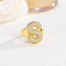 Brass Micro Pave Clear Cubic Zirconia Cuff Rings, Golden, Letter S, Inner Diameter: Adjustable