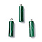 Natural Malachite Pendants, Column Charms, with Silver Plated 925 Sterling Silver  Snap on Bails, 28.5x8mm, Hole: 2.5x4mm