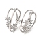 Clear Cubic Zirconia Criss Cross with Star Cuff Earring, Brass Non-piercing Jewelry for Women, Cadmium Free & Nickel Free & Lead Free, Platinum, 26x26x7mm