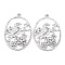 Brass Micro Pave Clear Cubic Zirconia Pendants, Nickel Free, Oval with Bird, Real Platinum Plated, 31x21x1.5mm, Hole: 1.4mm