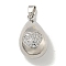 Rack Plating Brass Micro Pave Clear Cubic Zirconia Pendants, with Jump Ring, Cadmium Free & Lead Free, Long-Lasting Plated, Teardrop, Heart, 25x14x14mm, Hole: 5.5x3.5mm
