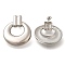 Rack Plating Ring Brass Stud Earrings, Lead Free & Cadmium Free, Long-Lasting Plated, Platinum, 37x30.5mm