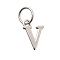 925 Sterling Silver Pendants, Letter, Letter V, 10x7x1mm, Hole: 4mm