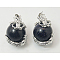 Synthetic Blue Goldstone Pendants, with Brass Findings, Dragon with Round, 26~28x18~20mm, Hole: 5mm