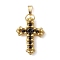 2Pcs 2 Styles 3D Glass Seed Beaded Cross Charms, with 304 Stainless Steel Snap on Bails, Gold, 26.5x20.5x5.5mm, Hole: 6.5x2.5mm