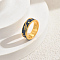 Irregular Pattern Brass Finger Rings for Women, with Enamel & Glitter Powder, US Size 9(18.9mm)