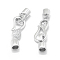 Rhodium Plated 925 Sterling Silver Fold Over Clasps, with Cubic Zirconia, with 925 Stamp, Clear, Platinum, 35mm, Cord End: 7x5mm, Clasp: 12.5x6.5x5mm, Inner Diameter: 3mm and 3.5mm