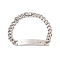 Rectangle 304 Stainless Steel Link Bracelet with Crystal Rhinestone for Men Women, Stainless Steel Color, 8-1/4 inch(21cm)