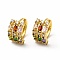 Rack Plating Brass Micro Pave Cubic Zirconia Leverback Earrings, Lead Free & Cadmium Free, Real 18K Gold Plated, Colorful, 15x9x15.5mm, Pin: 1mm