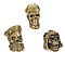 3Pcs 3 Styles Brass European Knife Beads for Lanyard Pendant, Large Hole Beads, Pirate Skull, Antique Golden, 17.522x13~16x15.5~16.5mm, Hole: 4~6mm, 1pc/style